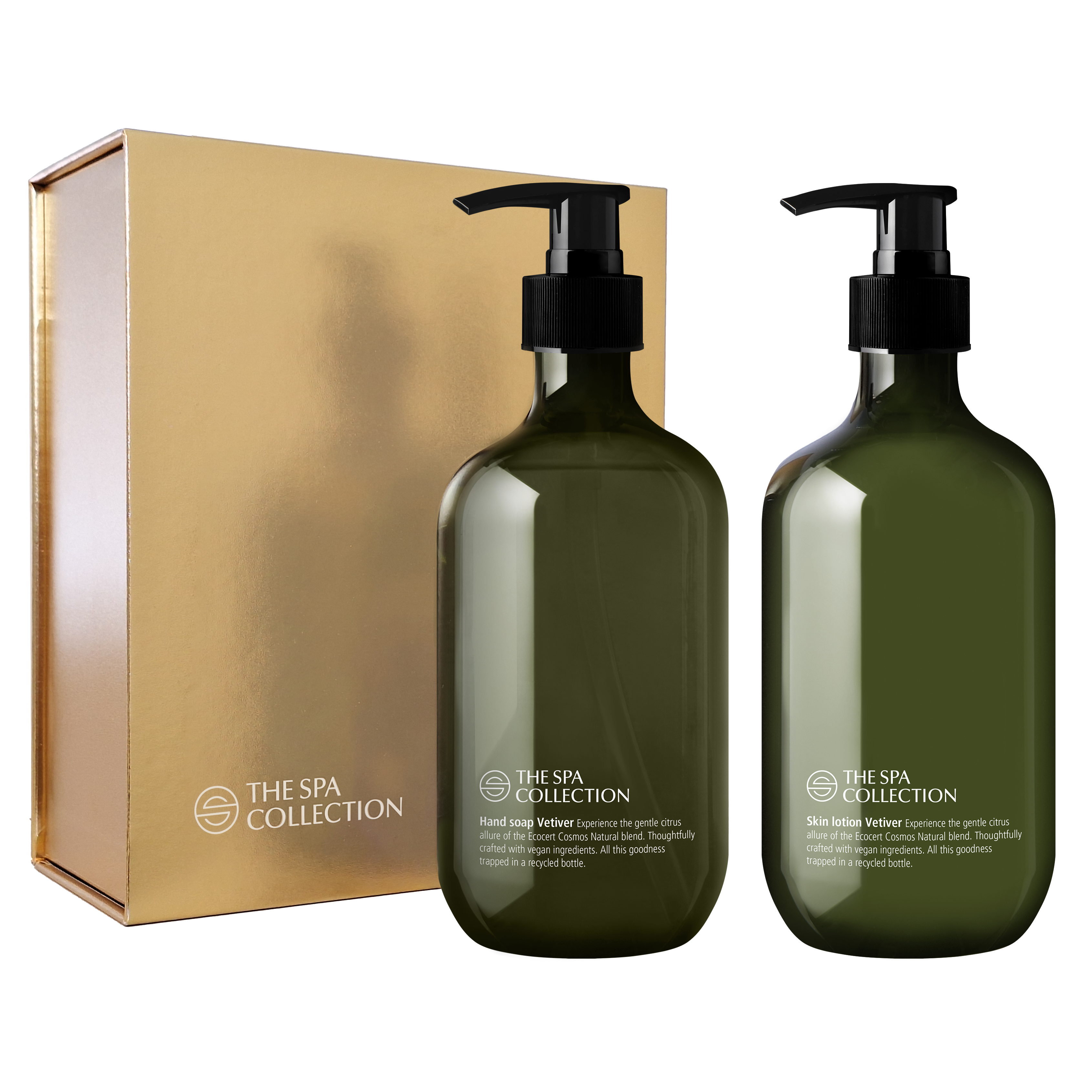 Golden hand care giftbox - Soap & lotion - 2 x 475 ml bottles - Vetiver - ECOCERT Cosmos Natural